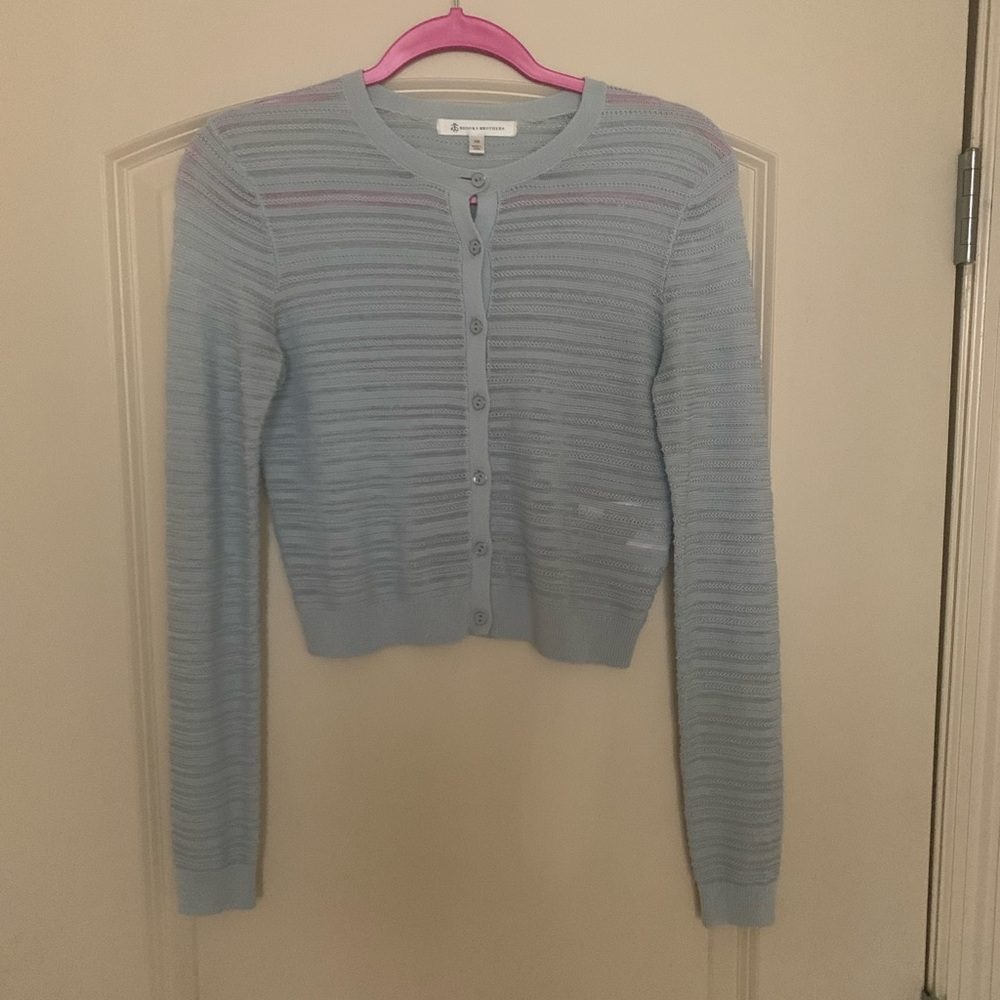 Brooks Brothers Cropped Cardigan in Light Blue XS
